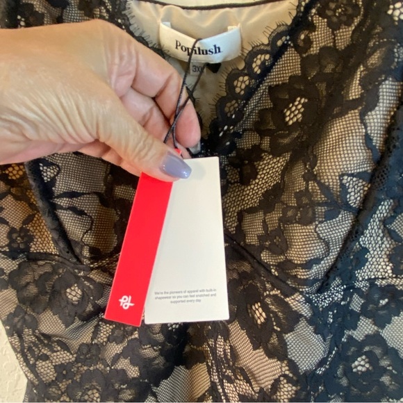 NWT Popilush Shapewear Deep V Black Lace Smooth Firm Control Bodysuit SZ 3XL - Picture 10 of 15